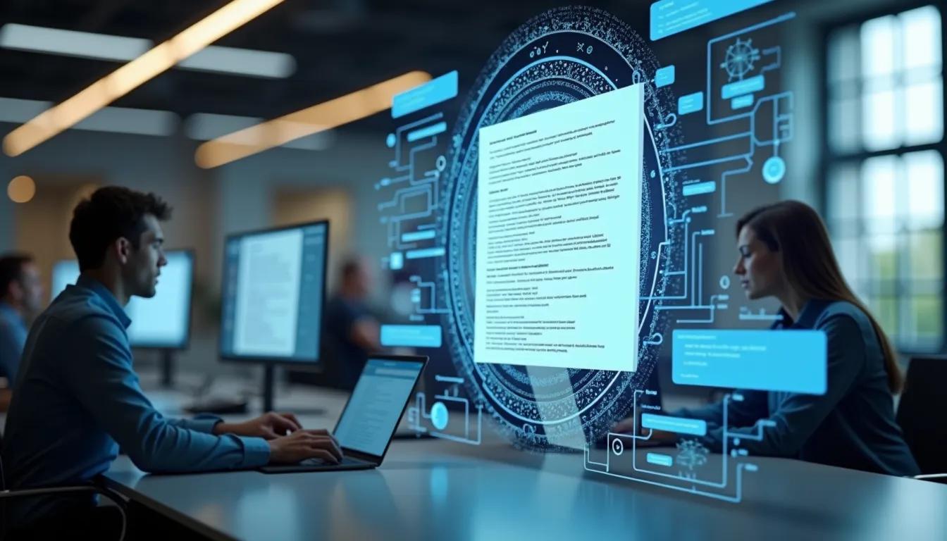 AI-driven form filling process with automated data entry on a digital interface.