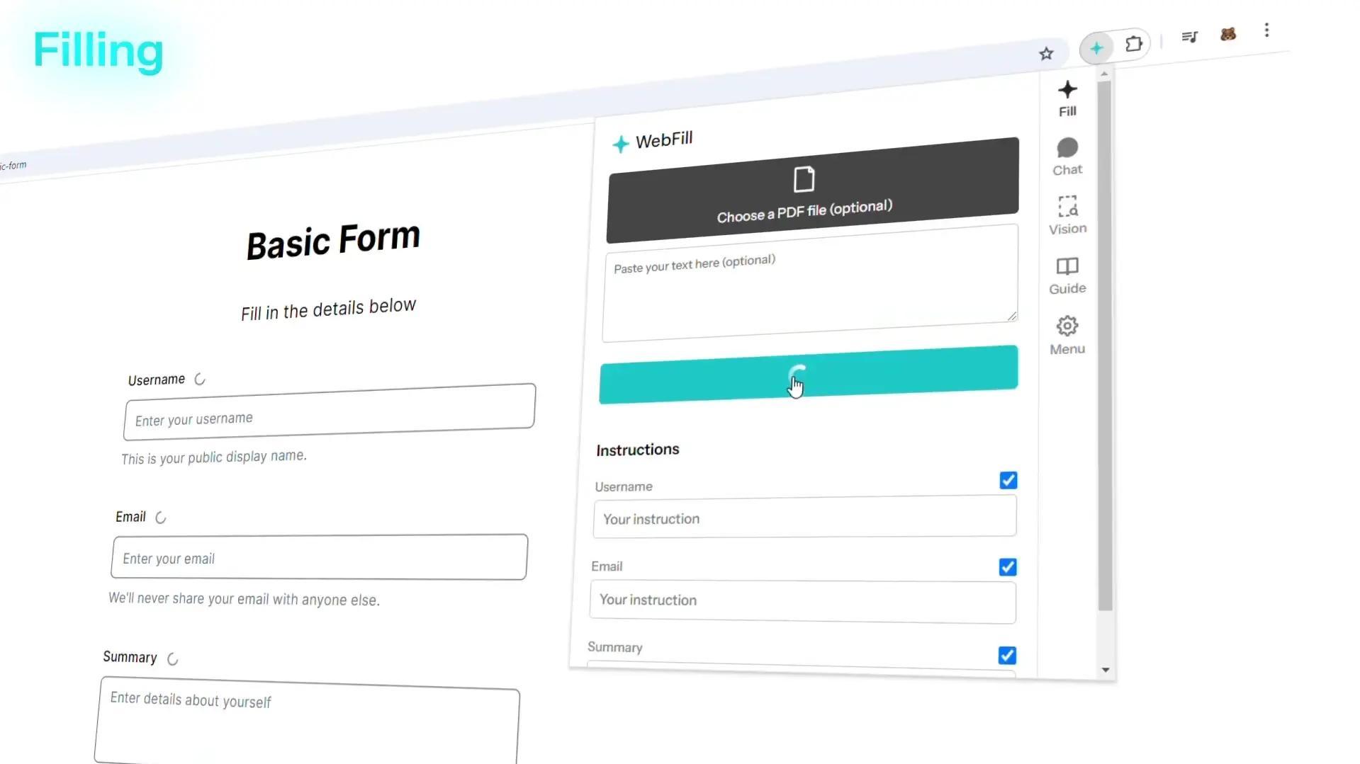 AI Form Tool automating website form filling