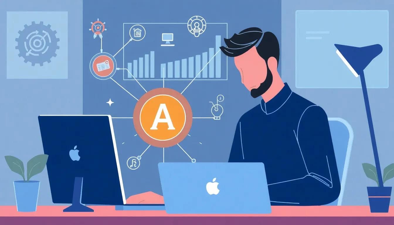 Illustration of integrating AI tools into daily work routine for enhanced productivity