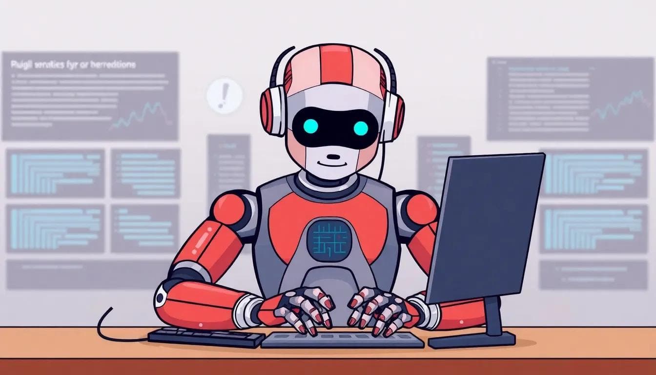Illustration of a Robot automating data entry for improved productivity